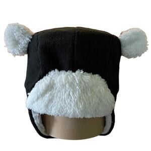 Black White Unisex Toddler Fleece Trapper Hat Size Small 6-12 Months